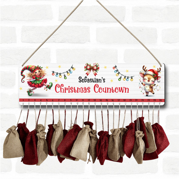 Personalised Christmas Advent Calendar Kids Girl Elf DIY Xmas Countdown Sign Personalised Christmas Advent Calendar Kids Girl Elf DIY Xmas Countdown Sign