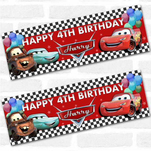 Personalised Party Banner For Kids Birthday Cars Ballons
