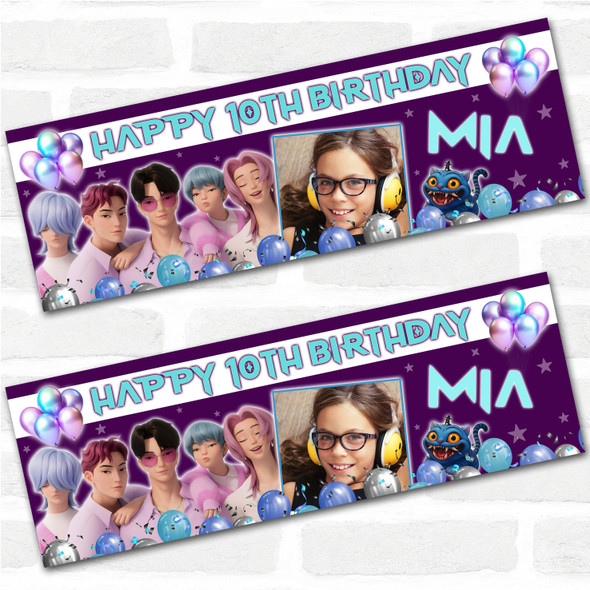 Personalised Party Banner For Kids Birthday Kpop Demon Hunters Saja Boys