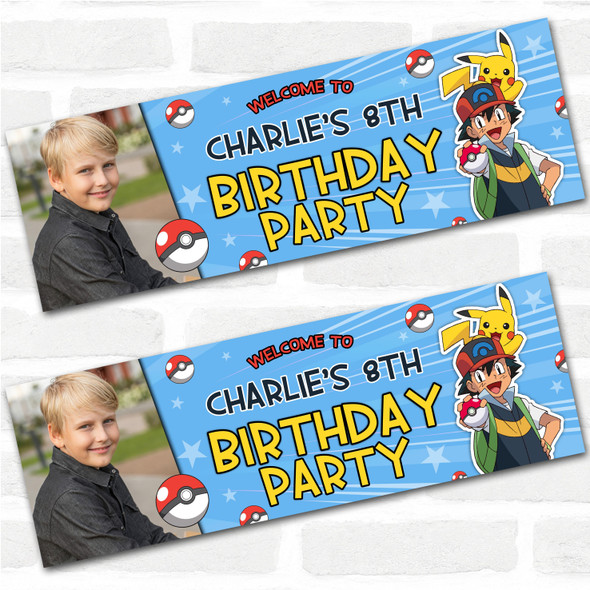 Personalised Party Banner For Kids Birthday Pokemon Photo