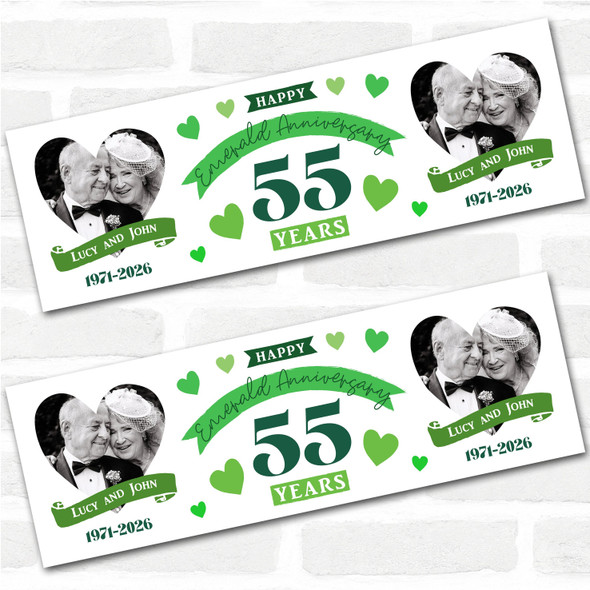 Personalised Party Banner For 55th Wedding Anniversary Emerald 55 Years Photo