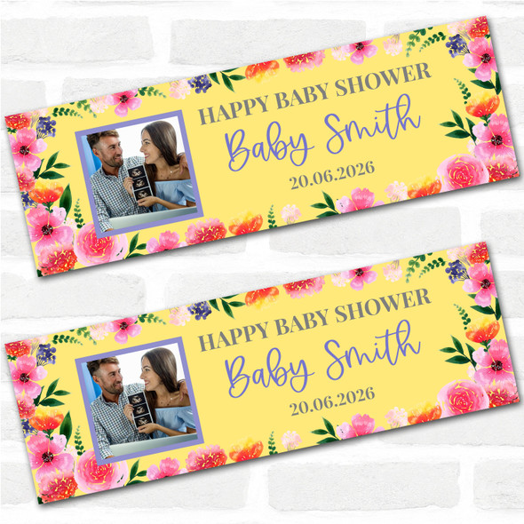 Personalised Party Banner For Baby Shower Photo Yellow Flowers