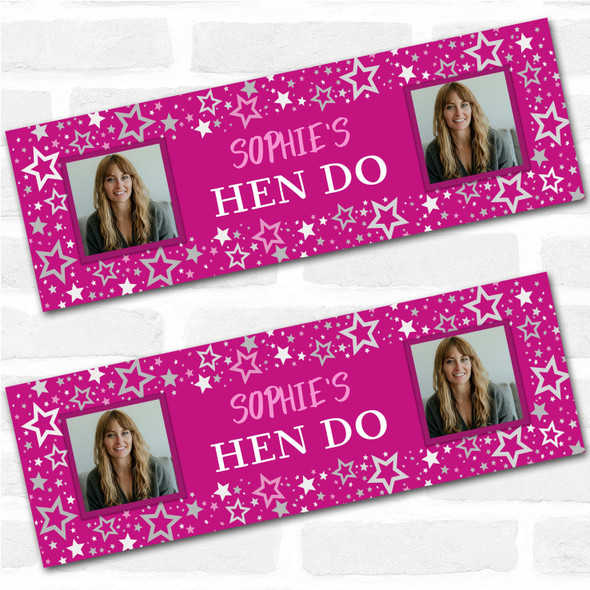 Personalised Party Banner For Hen Do Hen Party Female Photo Pink Stars