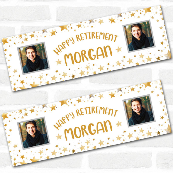 Personalised Party Banner For Retirement Photo Gold Star