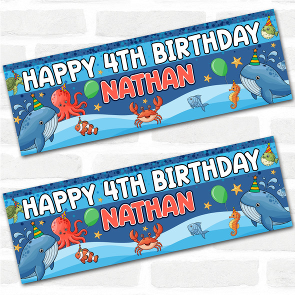 Personalised Party Banner For Kids Birthday Kids Birthday Under The Sea