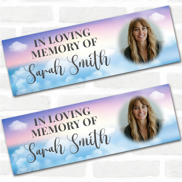 Personalised Party Banner For Funeral Wake Photo Loving Memory Clouds