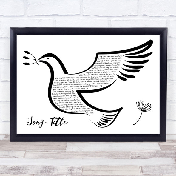 Charlie Rich The Most Beautiful Girl Black & White Dove Bird Song Lyric Quote Music Print - Or Any Song You Choose