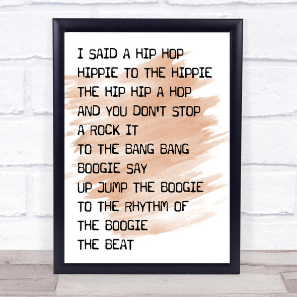 Watercolour Rappers Delight Black & White I Said Hip Hop Song Lyric Quote Print