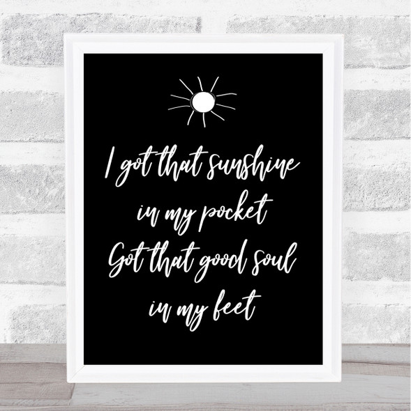 Black Can't Stop The Feeling Justin Timberlake Song Lyric Quote Print
