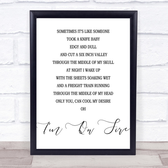 Bruce Springsteen I'm On Fire Song Lyric Quote Print