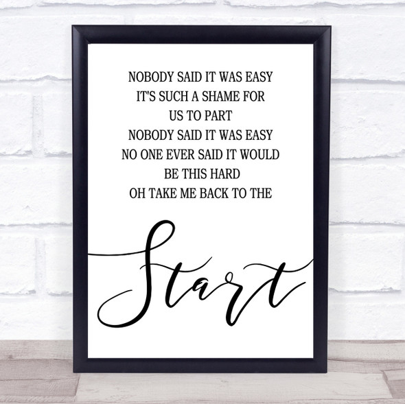 Coldplay The Scientist Song Lyric Quote Print