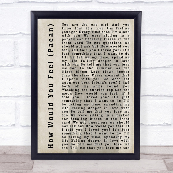 Ed Sheeran How Would You Feel (Paean) Shadow Song Lyric Quote Print