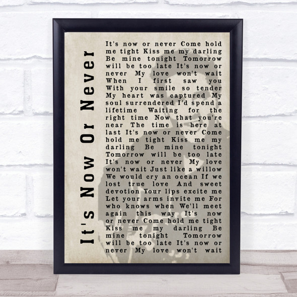 Elvis Presley It's Now Or Never Face Shadow Song Lyric Quote Print