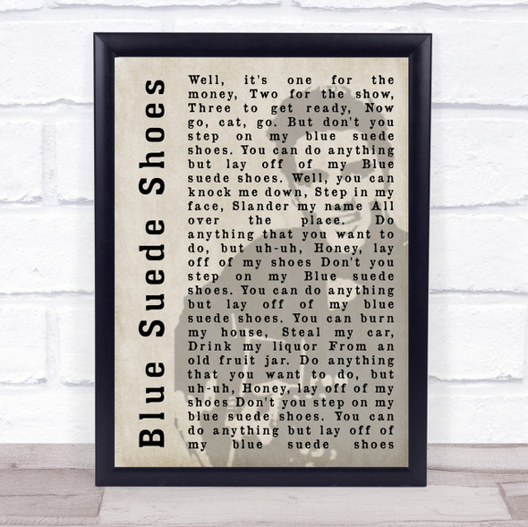 Elvis Presley Blue Suede Shoes Face Shadow Song Lyric Quote Print