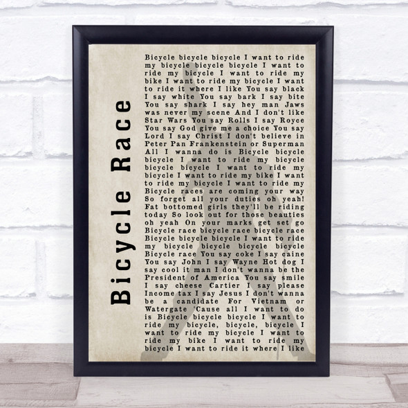 Queen Bicycle Race Freddie Mercury Shadow Song Lyric Quote Print