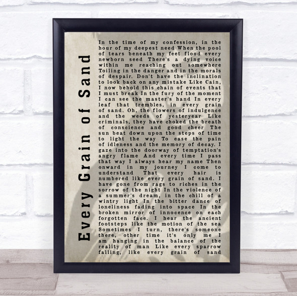 Bob Dylan Every Grain of Sand Shadow Song Lyric Quote Print