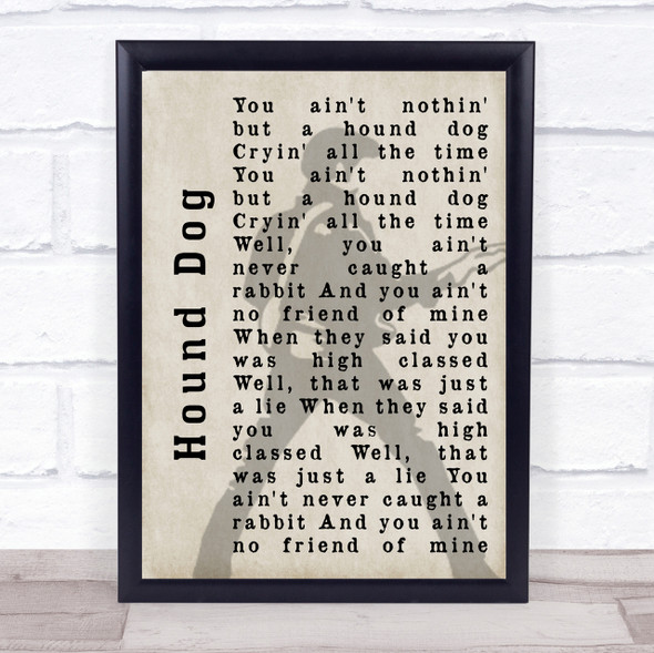 Elvis Presley Hound Dog Pose Shadow Song Lyric Quote Print