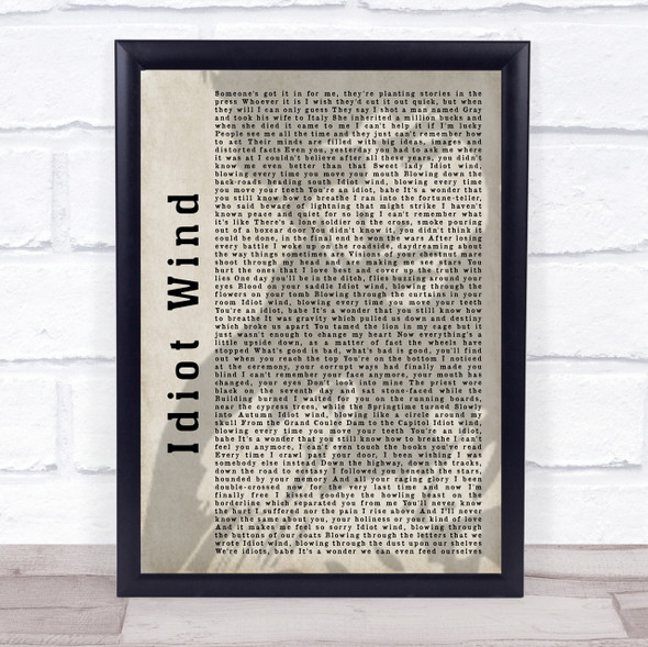 Bob Dylan Idiot Wind Shadow Song Lyric Quote Print