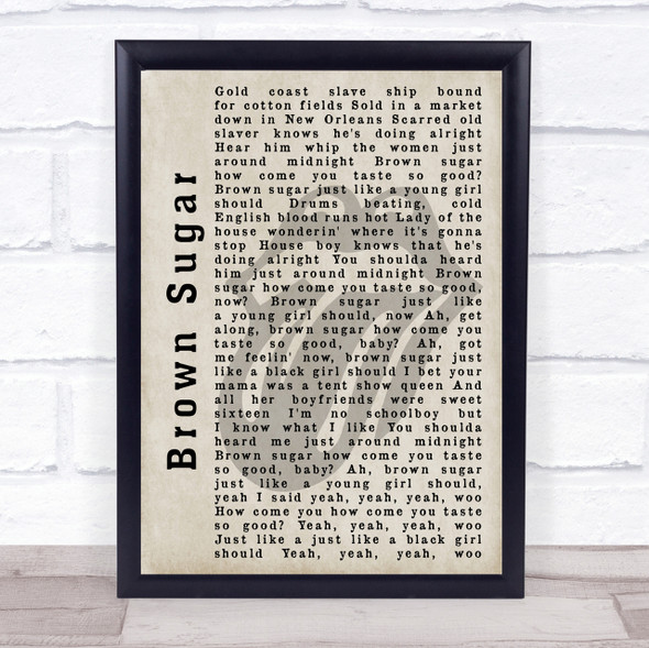 The Rolling Stones Brown Sugar Shadow Song Lyric Quote Print