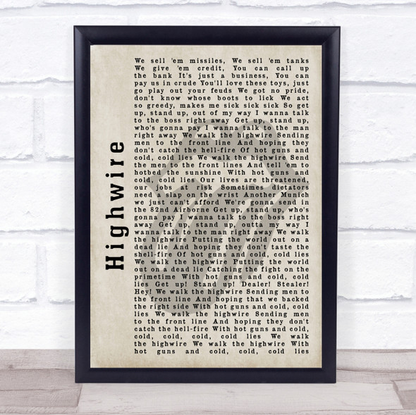 The Rolling Stones Highwire Shadow Song Lyric Quote Print