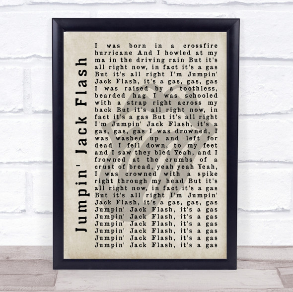 The Rolling Stones Jumpin' Jack Flash Shadow Song Lyric Quote Print