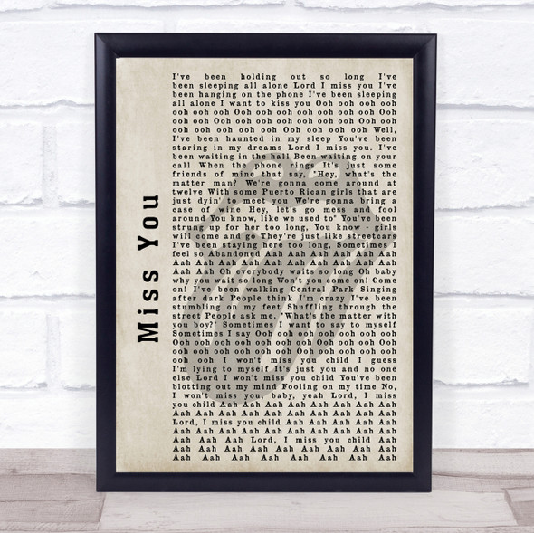 The Rolling Stones Miss You Shadow Song Lyric Quote Print