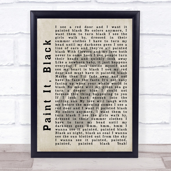 The Rolling Stones Paint It, Black Shadow Song Lyric Quote Print