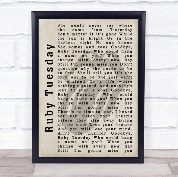 The Rolling Stones Ruby Tuesday Shadow Song Lyric Quote Print