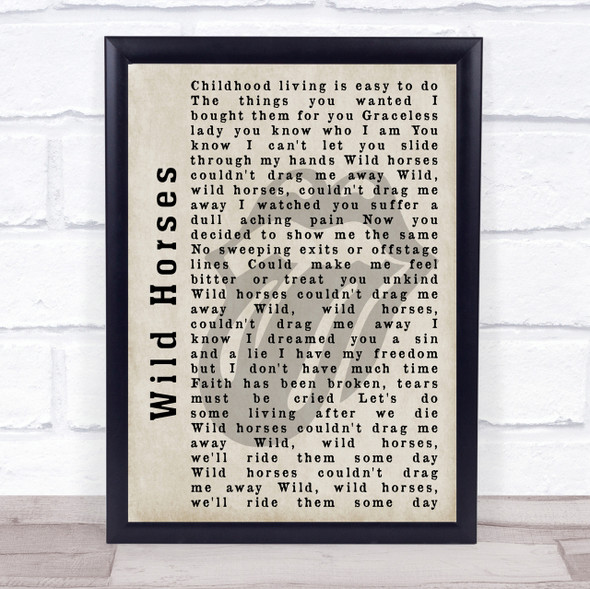 The Rolling Stones Wild Horses Shadow Song Lyric Quote Print