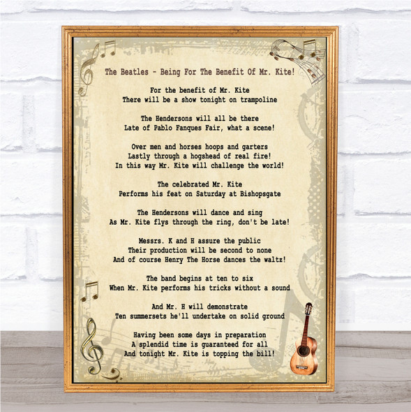 The Beatles Being For The Benefit Of Mr Kite! Song Lyric Quote Print