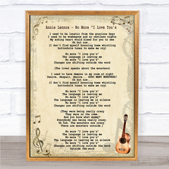 Annie Lennox No More I Love You's Song Lyric Quote Print
