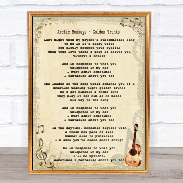 Arctic Monkeys Golden Trunks Song Lyric Quote Print