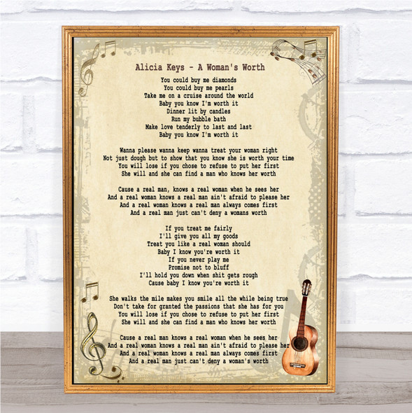 Alicia Keys A Woman's Worth Song Lyric Quote Print