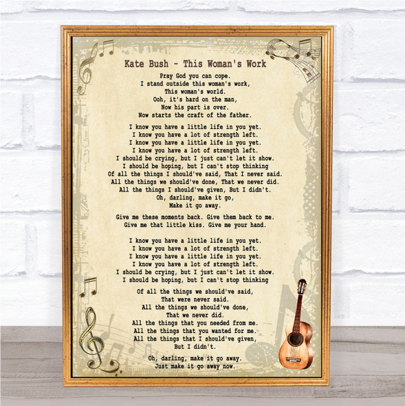 Kate Bush This Woman's Work Song Lyric Quote Print