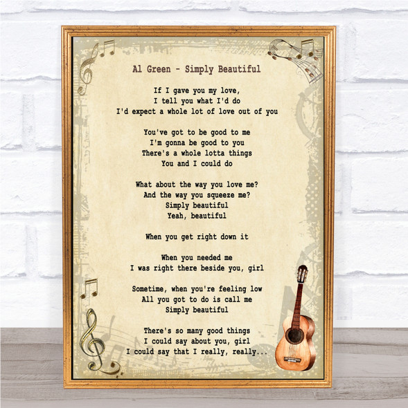 Al Green Simply Beautiful Song Lyric Quote Print