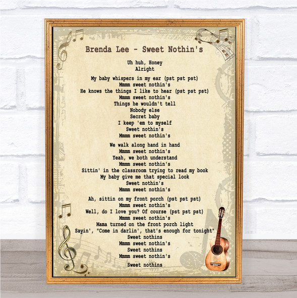 Brenda Lee Sweet Nothin's Song Lyric Quote Print