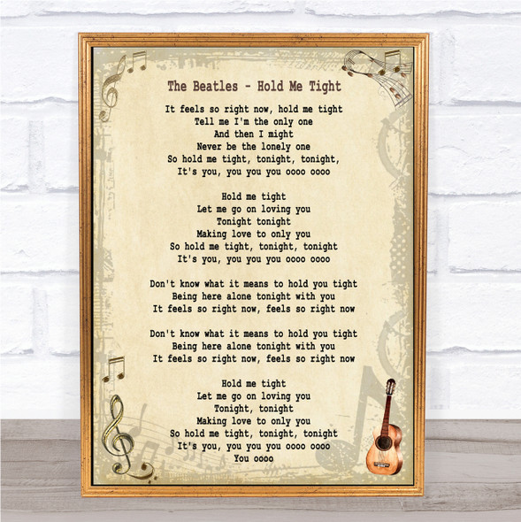 The Beatles Hold Me Tight Song Lyric Quote Print