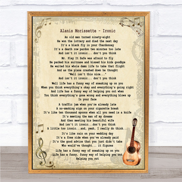 Alanis Morissette Ironic Song Lyric Quote Print