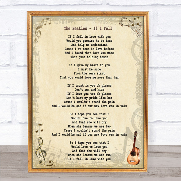 The Beatles If I Fell Song Lyric Quote Print