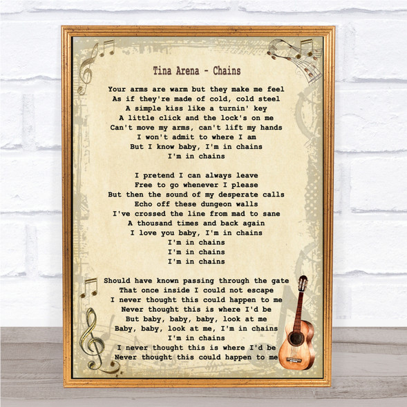 Tina Arena Chains Song Lyric Quote Print
