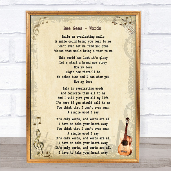 Bee Gees Words Song Lyric Quote Print