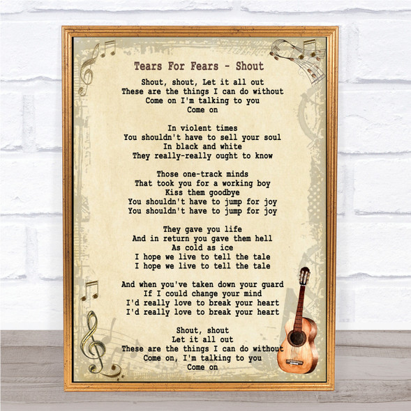 Tears For Fears Shout Song Lyric Vintage Quote Print