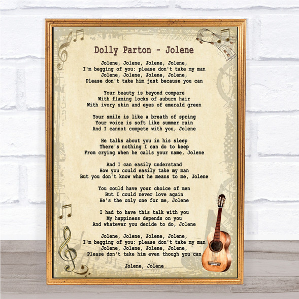 Dolly Parton Jolene Song Lyric Vintage Quote Print