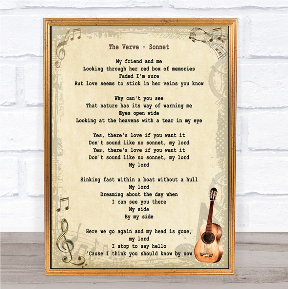 The Verve Sonnet Song Lyric Vintage Quote Print