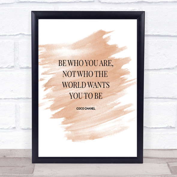 Coco Chanel Be Who You Are Quote Print Watercolour Wall Art