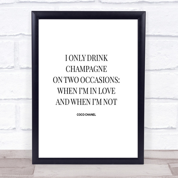 Coco Chanel Champagne Quote Print Poster Typography Word Art Picture