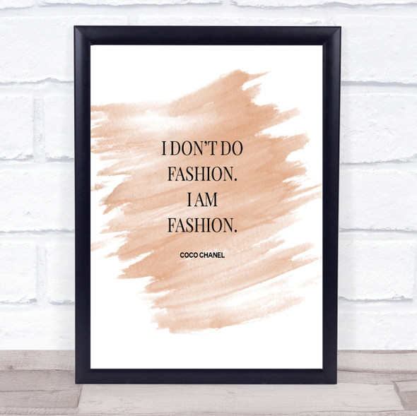 Coco Chanel I Am Fashion Quote Print Watercolour Wall Art