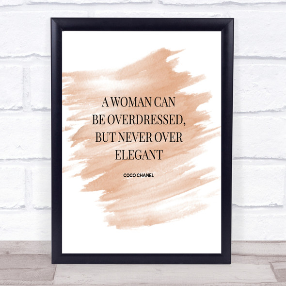 Coco Chanel Over Elegant Quote Print Watercolour Wall Art