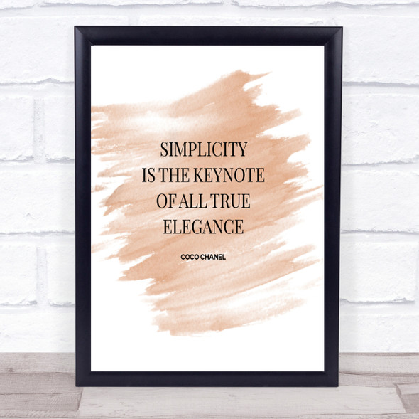 Coco Chanel Simplicity Quote Print Watercolour Wall Art