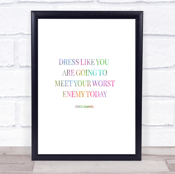 Coco Chanel Worst Enemy Rainbow Quote Print